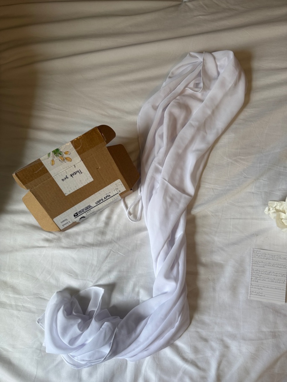 White Chiffon Scarf - Lightweight Sheer Wrap
